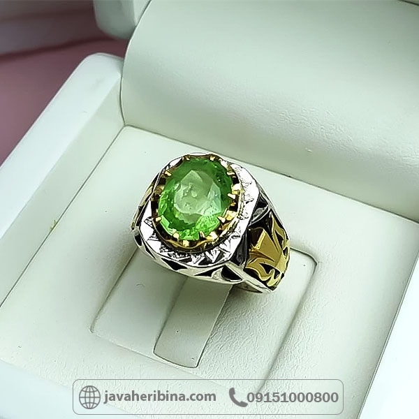 انگشتر زبرجد نقره مردانه فاخر _کد:34708