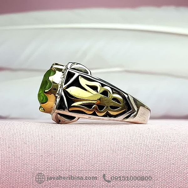 انگشتر زبرجد نقره مردانه فاخر _کد:34708