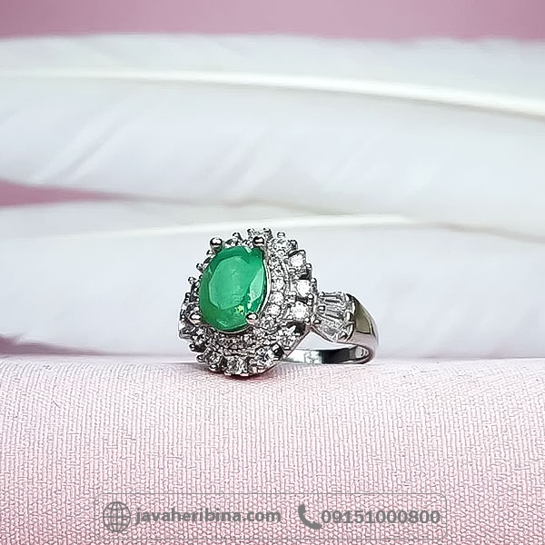 انگشتر زمرد نقره زنانه خاص _کد:34710