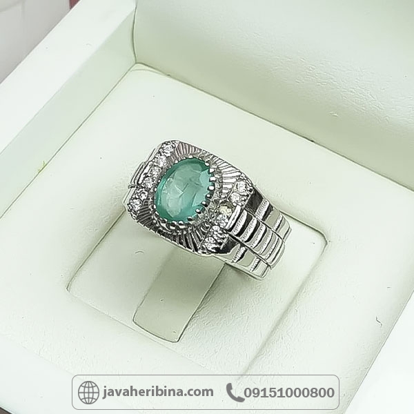 انگشتر زمرد نقره مردانه طرح رولکسی _کد:34712