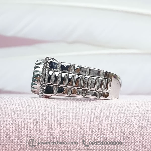 انگشتر زمرد نقره مردانه طرح رولکسی _کد:34712
