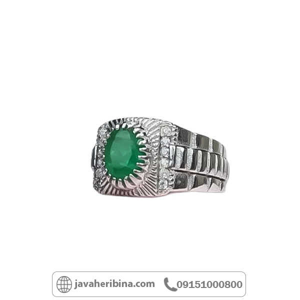 انگشتر زمرد نقره مردانه با کیفیت _کد:34714