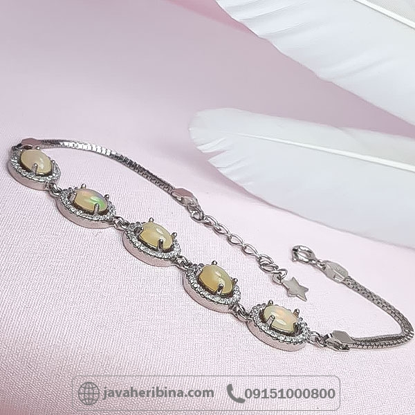 دستبند اوپال نقره زنانه زیبا _کد:34722