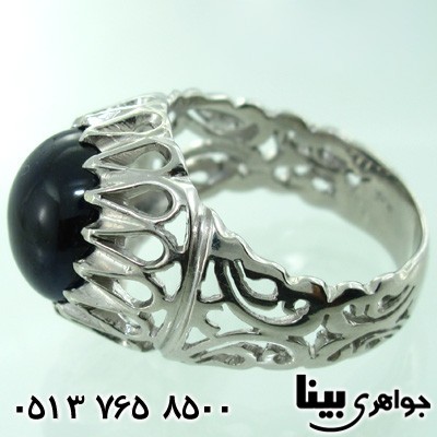 انگشتر یاقوت کبود درشت طرح اشکی