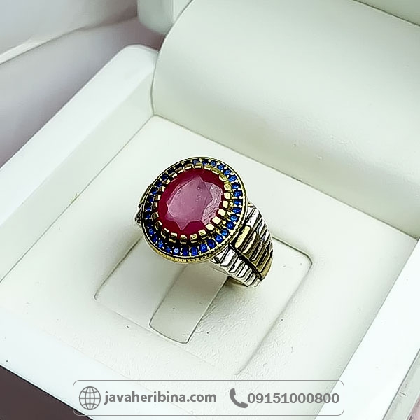 انگشتر یاقوت سرخ نقره مردانه طرح رولکسی _کد:34750