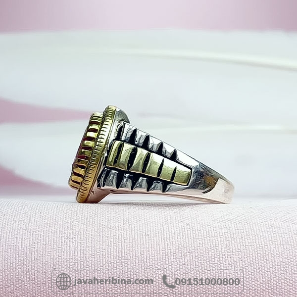 انگشتر یاقوت سرخ نقره مردانه طرح رولکسی _کد:34750