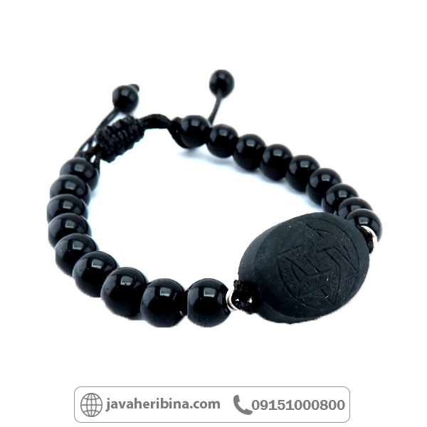 دستبند هبهاب با عقیق سیاه و حکاکی ستاره سلیمان _کد:34794