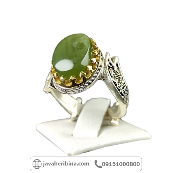 انگشتر یشم یمنی مردانه طرح شمشیر ذوالفقار _کد:34817