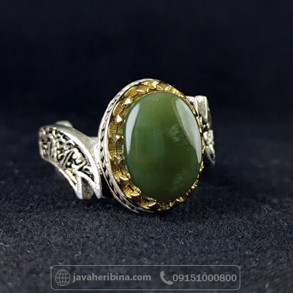 انگشتر یشم یمنی مردانه طرح شمشیر ذوالفقار _کد:34817