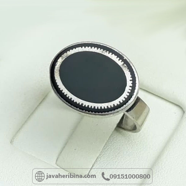 انگشتر عقیق سیاه (اونیکس) اسپرت مردانه _کد:34836