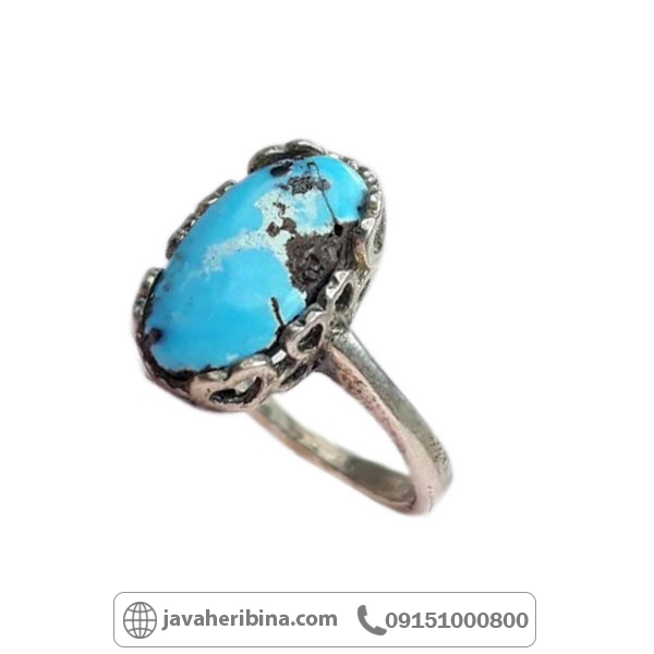 انگشتر فیروزه نیشابوری نقره زنانه زیبا _کد:34840