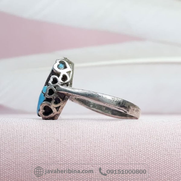 انگشتر فیروزه نیشابوری نقره زنانه زیبا _کد:34840