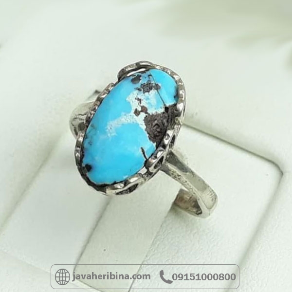 انگشتر فیروزه نیشابوری نقره زنانه زیبا _کد:34840