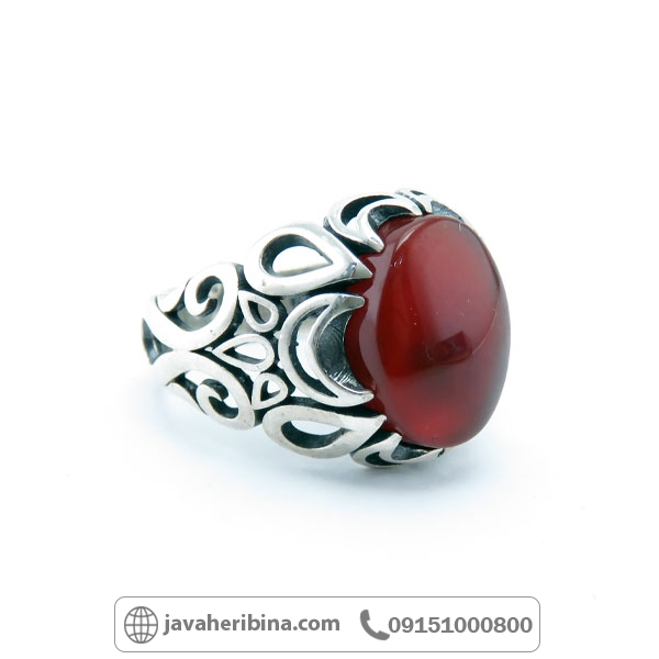 انگشتر عقیق یمنی نقره مردانه خوش رنگ _کد:34842