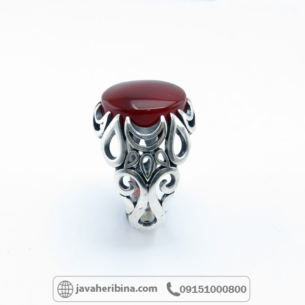 انگشتر عقیق یمنی نقره مردانه خوش رنگ _کد:34842