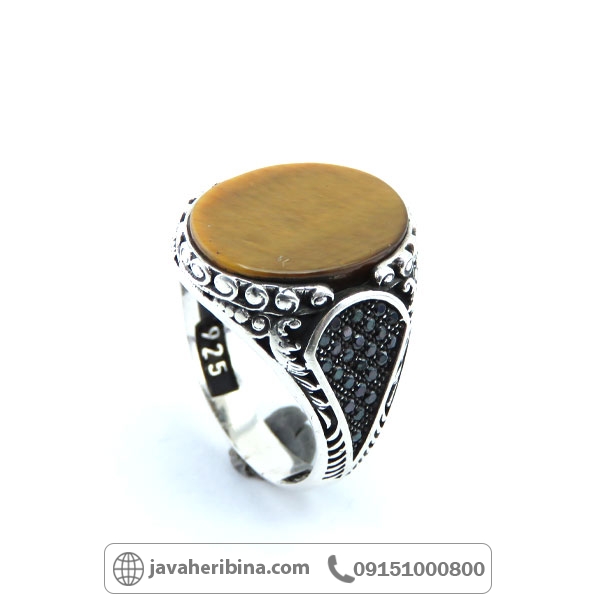 انگشتر چشم ببر نقره مردانه زیبا _کد:34843