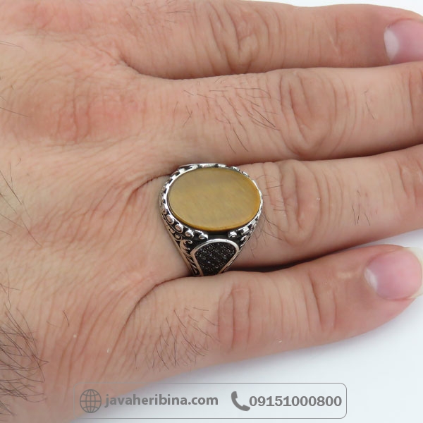 انگشتر چشم ببر نقره مردانه زیبا _کد:34843