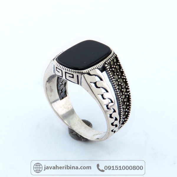 انگشتر عقیق سیاه (اونیکس) نقره مردانه _کد:34845