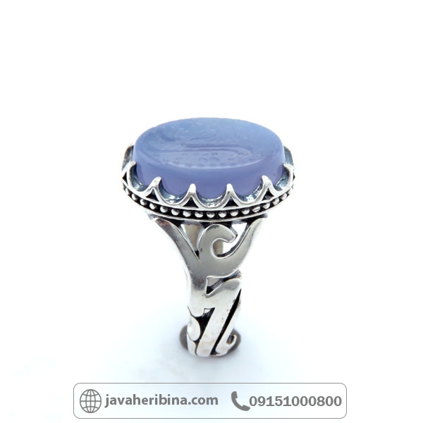 انگشتر عقیق کبود نقره مردانه با حکاکی علی _کد:34850