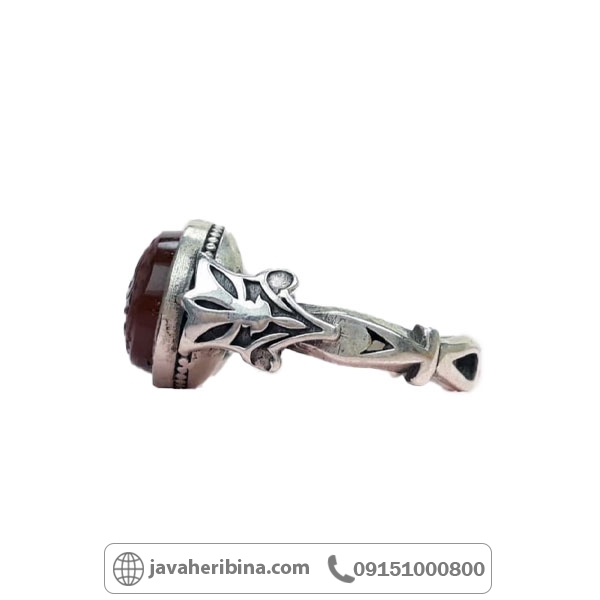 انگشتر عقیق یمنی نقره مردانه با حکاکی یا سیدالشهدا _کد:34853