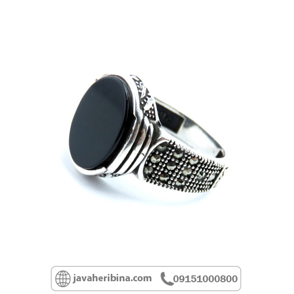 انگشتر عقیق سیاه (اونیکس) میکروستینگ مردانه خاص _کد:34858