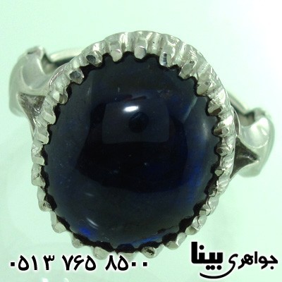انگشتر یاقوت کبود درشت دایره ای مردانه