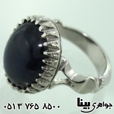 انگشتر یاقوت کبود درشت دایره ای مردانه