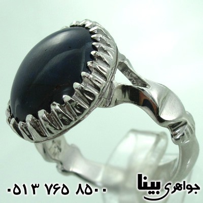 انگشتر یاقوت کبود درشت دایره ای مردانه