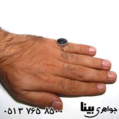 انگشتر یاقوت کبود درشت دایره ای مردانه