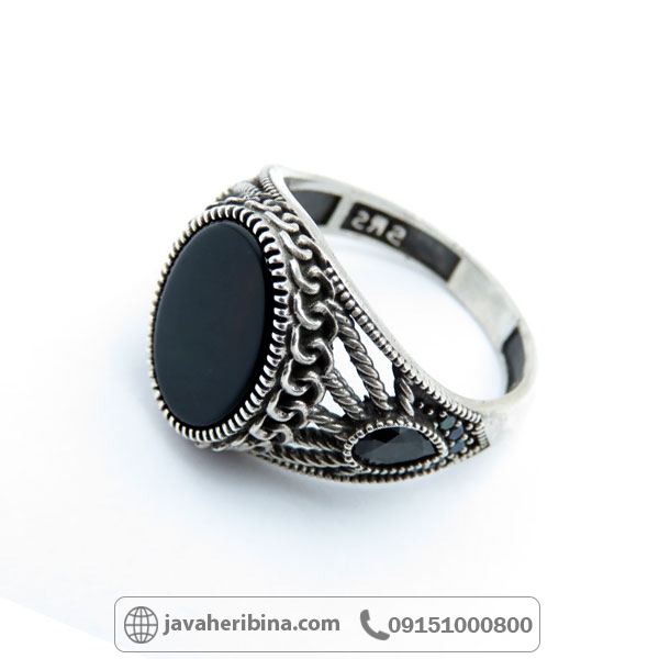 انگشتر عقیق سیاه (اونیکس) نقره مردانه خاص _کد:34859
