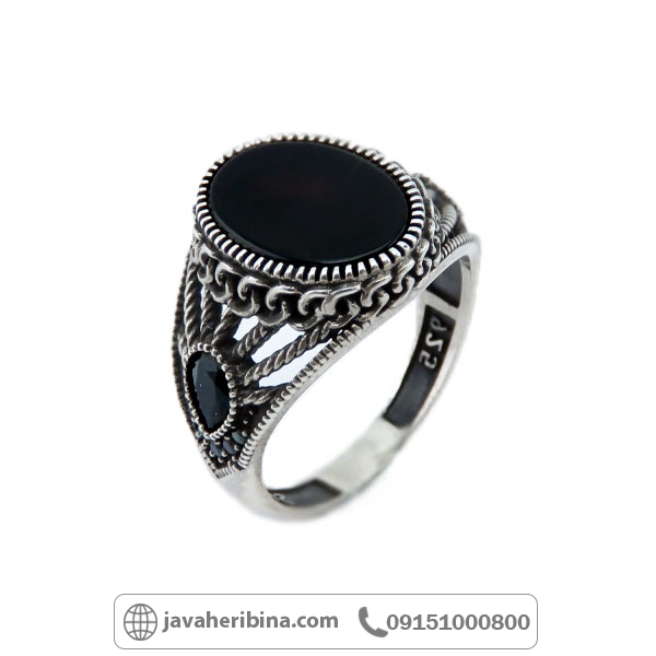 انگشتر عقیق سیاه (اونیکس) نقره مردانه خاص _کد:34859