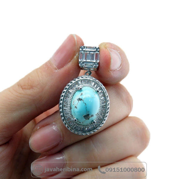 گردنبند فیروزه نیشابوری نقره زنانه بسیار زیبا _کد:34861
