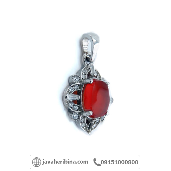 گردنبند عقیق قرمز نقره زنانه خوش رنگ _کد:34863