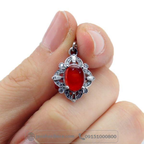 گردنبند عقیق قرمز نقره زنانه خوش رنگ _کد:34863