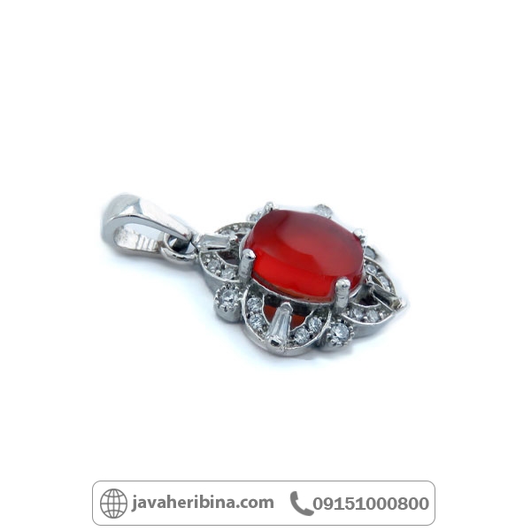 گردنبند عقیق قرمز نقره زنانه خوش رنگ _کد:34863