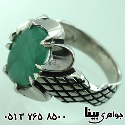 انگشتر زمرد درشت طرح اسلیمی مردانه