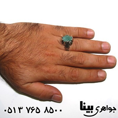 انگشتر زمرد درشت طرح اسلیمی مردانه