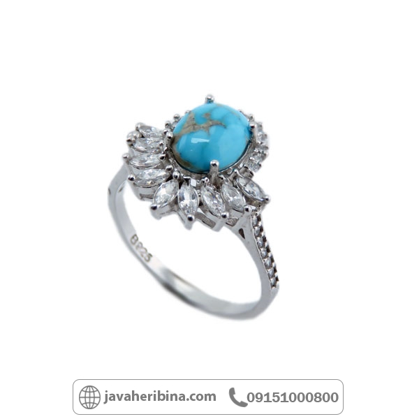 انگشتر فیروزه نیشابوری زنانه ظریف و زیبا _کد:34869