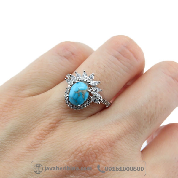 انگشتر فیروزه نیشابوری زنانه ظریف و زیبا _کد:34869