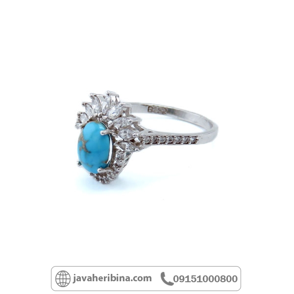 انگشتر فیروزه نیشابوری زنانه ظریف و زیبا _کد:34869