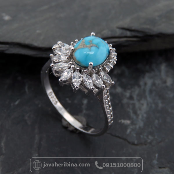انگشتر فیروزه نیشابوری زنانه ظریف و زیبا _کد:34869