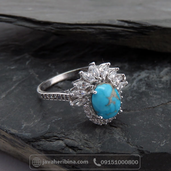 انگشتر فیروزه نیشابوری زنانه ظریف و زیبا _کد:34869