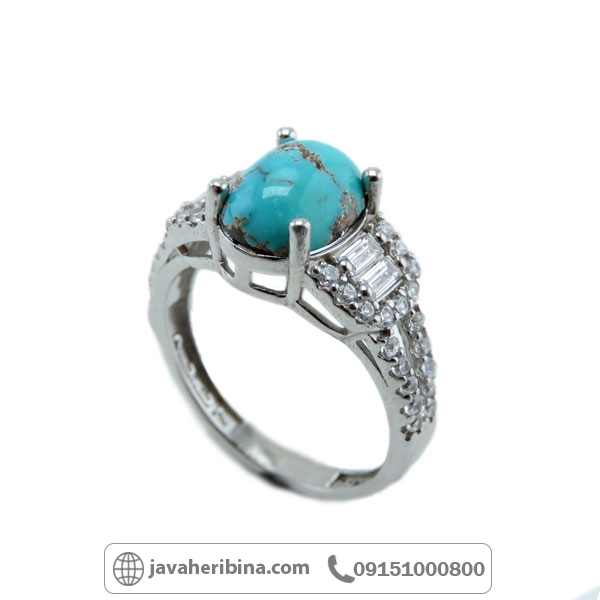 انگشتر فیروزه نقره زنانه خوش رنگ _کد:34876