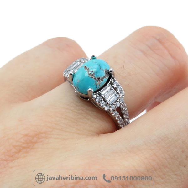 انگشتر فیروزه نقره زنانه خوش رنگ _کد:34876
