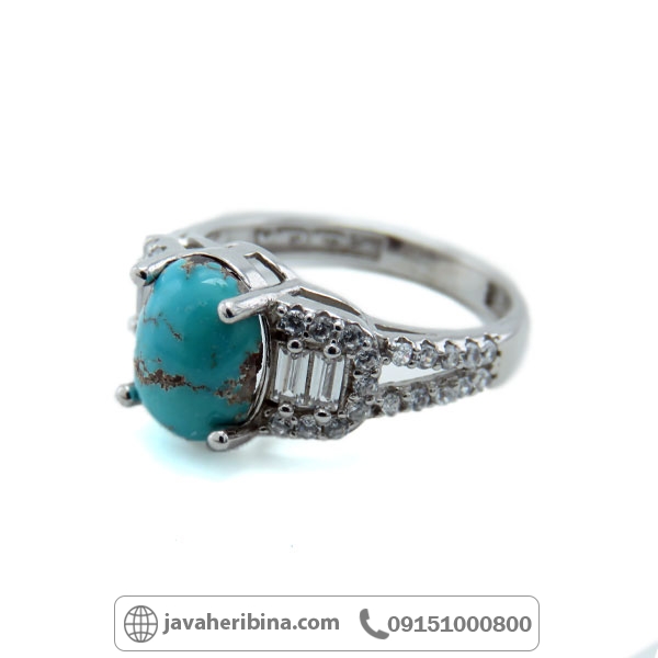 انگشتر فیروزه نقره زنانه خوش رنگ _کد:34876