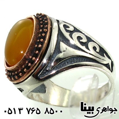 انگشتر عقیق شرف الشمس درشت بیضی مردانه
