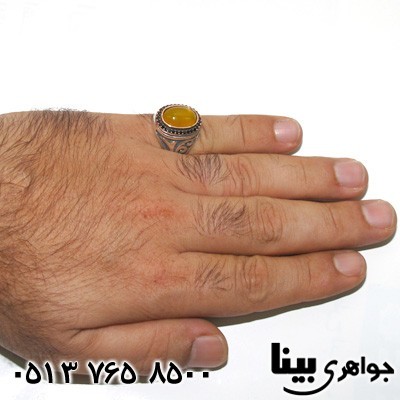 انگشتر عقیق شرف الشمس درشت بیضی مردانه