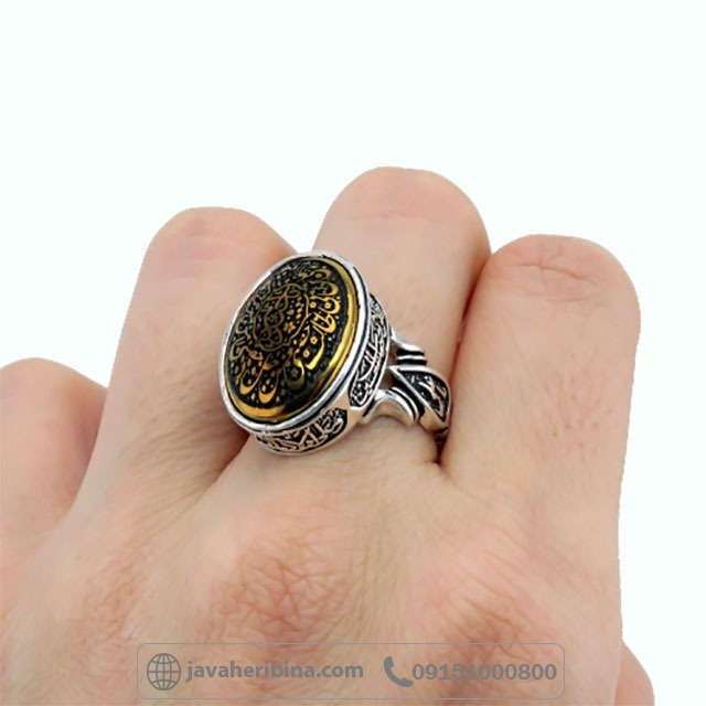 انگشتر حدید نقره مردانه با حکاکی _کد:34906