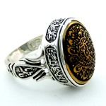 انگشتر حدید نقره مردانه با حکاکی _کد:34906