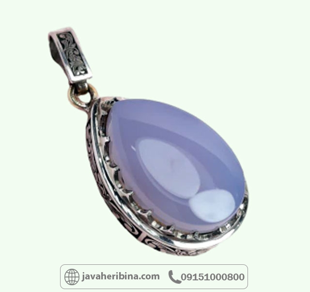 گردنبند عقیق یمنی کبود نقره با تراش خاص فاخر و زیبا _کد:34920